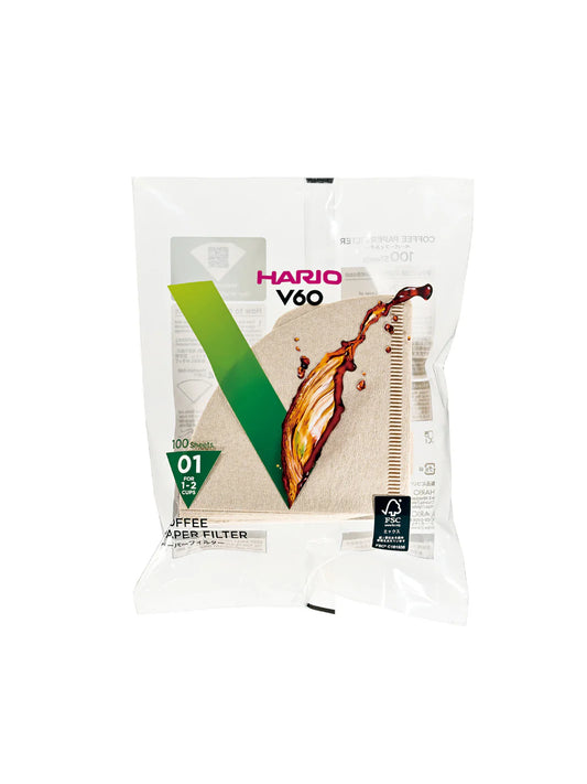 HARIO V60-01 Filters (100-Pack) - Brown